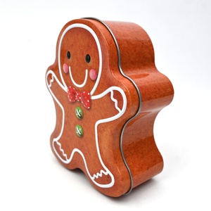 Factory Custom Gingerbread Man Shaped <b>Metal</b> Tin <b>Box</b> for Biscuit Candy Gift and Christmas Party Favor - Product Image 5