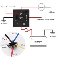 Relais à Enclenchement SPDT 40A 12V 24V CC 4 Broches 5 Broches avec Base de Faisceau de Câblage