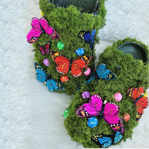 Calzado de mariposa inspirado en el jardín personalizado, pantuflas de musgo de hierba, zuecos de EVA, mulas para mujer y Mujer - Product Image 3