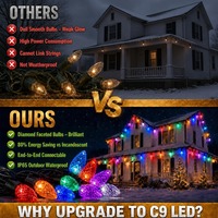 Ampoules LED C9 à base E17 pour décorations de Noël, éclairage de chaîne de Noël permanent 24V IP65 pour jardin, cour et usage commercial