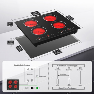 Table de cuisson <span class=keywords><strong>vitrocéramique</strong></span> encastrable 60 cm à 4 brûleurs, commande tactile, 9 niveaux de puissance, avec sécurité enfant, CE RoHS, directement de l'usine - Product Image 6