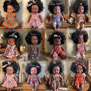 Muñecas afroamericanas de moda de 12 pulgadas, juguete de plástico para niñas con cabello rizado y vestidos coloridos para niños de 2 a 4 años - Product Image 6