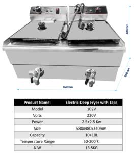 商用ダブルディープフライヤー10 + 10L電気フライヤー温度制御および取り外し可能なオイル容器ステンレス鋼バスケット付き - Product Image 2