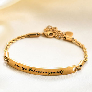 Bracelet incurvé en acier inoxydable 5 mm gravé au laser « Toujours crois en toi », réglable, unisexe, cadeau, bijoux - Product Image 3