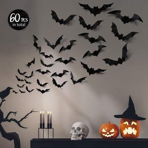 Oferta Especial DAMAI Decoración de Halloween Adhesivos de Pared 3D con Diseño de Murciélagos Negros Adhesivos Impermeables Colgantes para Decoración de Fiestas - Product Image 1