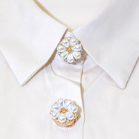 Boutons de manchette tendance en perles florales, forme de pétale de tortue, en métal électroplaqué