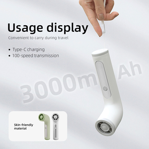 พัดลมมือถือไร้ใบพัดแบบพกพา ชาร์จไฟได้ผ่าน USB พัดลมขนาดเล็ก ปรับความเร็วลมได้ 1-100 ระดับ กำลังไฟ 5 วัตต์ ใช้แบตเตอรี่ ตัวเครื่องทำจากพลาสติก - Product Image 2