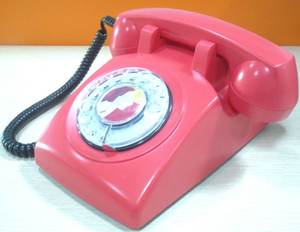 Téléphone mural rotatif vintage rétro rouge de 30 ans avec sonnerie classique - Product Image 4