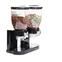 Conteneur de rangement de cuisine moderne rouge, double distributeur de céréales, noix, riz, bonbons, durable, 5 kg, en PP injecté américain, pour la fraîcheur