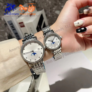 Relojes de Moda para Hombre y Mujer con Esfera de Aleación Longnes, Correa de Acero, Luminosos, Resistentes al Agua, Movimiento de Cuarzo, Regalo de Lujo, Ronda - Product Image 1