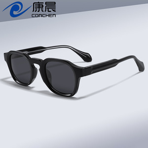 Lunettes de soleil polarisées tendance transfrontalières, monture TR90, verres TAC, protection UV400, unisexe, branches en acétate noir - Product Image 2