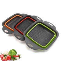 Inklapbare Colanders Vierkante Siliconen Ruimtebesparend Keuken Zeef Perfect Voor Aftappen Pasta Groenten Vlees En Vruchten