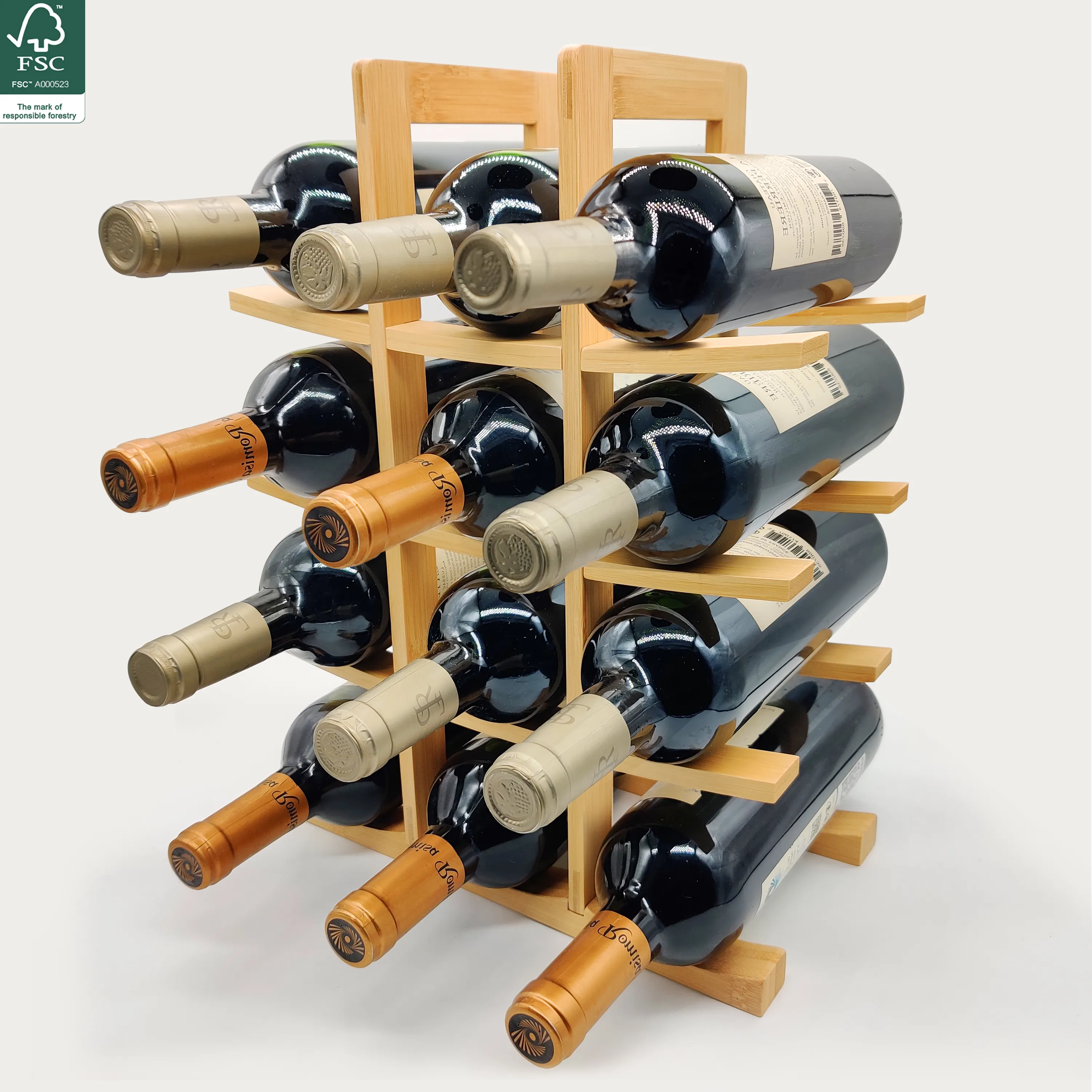 Bamboo Wine Racks 12 Bottle Cabinet Stand Holders Champagne Wood Shelf Organizer Storage Home Kitchen Bar Display Cabinet