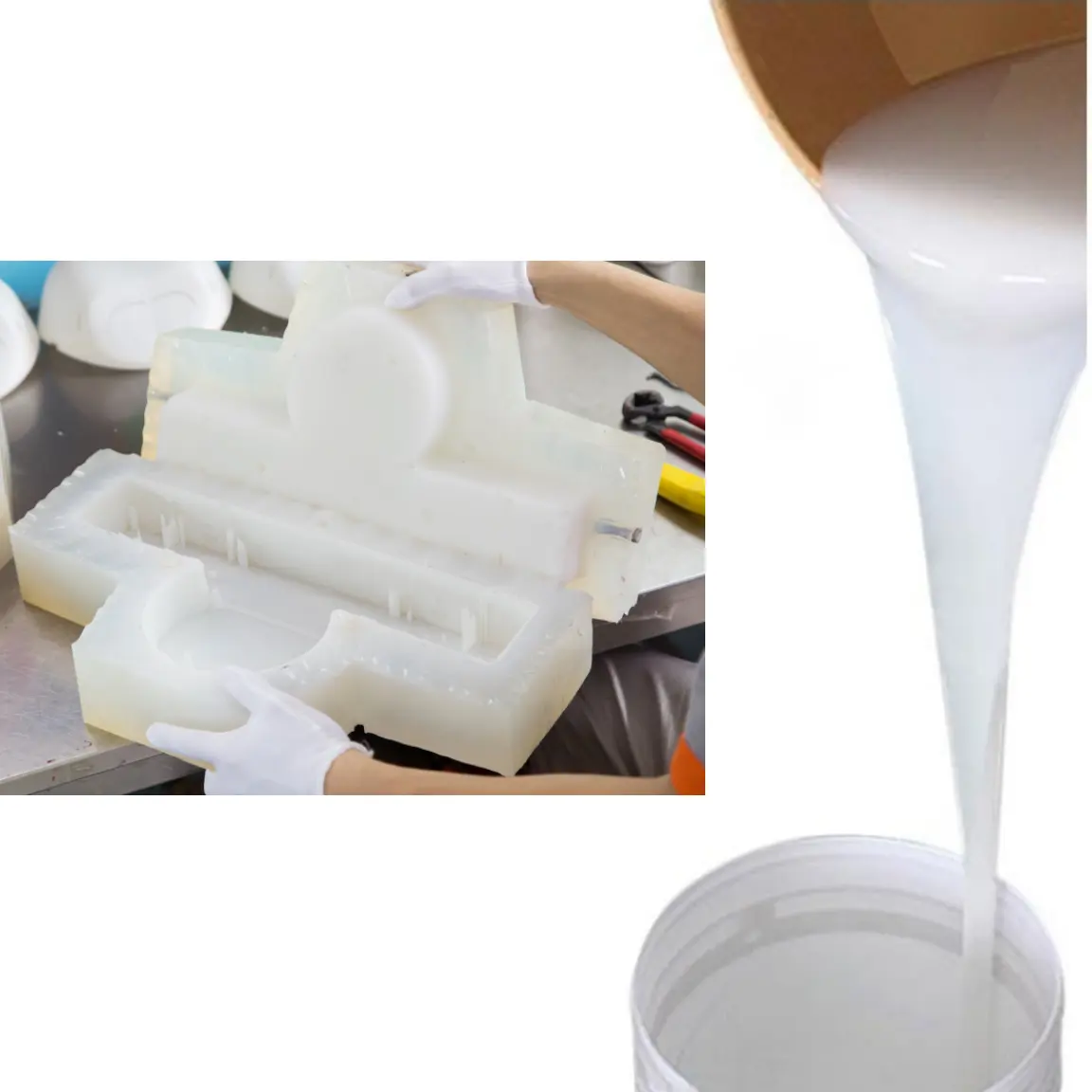 Low Hardness Translucent Platinum Cure Food Grade Liquid Silicone Rubber Artificial Stone Mould Making