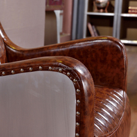 Fauteuil Club Vintage en Cuir Véritable Fait Main, Style Industriel Loft Tomcat, Chaise de Loisirs pour la Maison et le Bureau, Personnalisable G-Bardon S8909 Métal