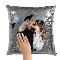 Housse de coussin de canapé en polyester à fermeture éclair avec logo personnalisé en sequins