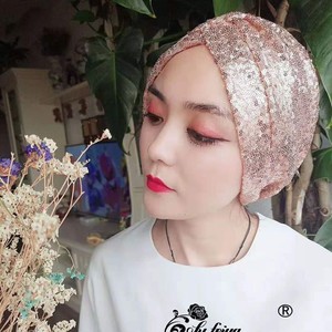 Luxury Headscarf Elegant Ethnic Glittering Floral Fashion Muslim Women's <b>Hat</b> - Product Image 5
