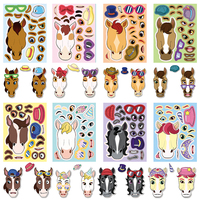 Jeu de Dessin Animé Parent-enfant Personnalisé Original Cheval Visage Swap Image Set Sticker pour Ordinateur Portable Bagages Décoration Sticker 8 Pièces