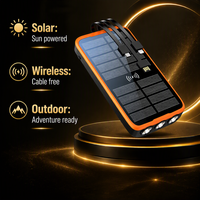 Batterie externe solaire haute capacité 38800 mAh avec chargeur sans fil, câbles intégrés, charge rapide 20W, lampe torche et design portable