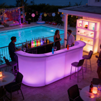 Comptoir de Bar Mini, Meuble de Bar LED Mobile à Changement de Couleur Télécommandé pour Fête, Événement et Décoration de Mariage
