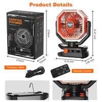 Ventilateur de camping portable rechargeable 12000mAh avec lanterne LED et télécommande 90 °   Ventilateur de bureau oscillant à 5 vitesses pour tentes extérieures