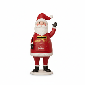 Figurine de Père Noël agitant la main pour boîte aux lettres - Contient des lettres pour Père Noël, décoration de Noël interactive pour enfants - Product Image 1