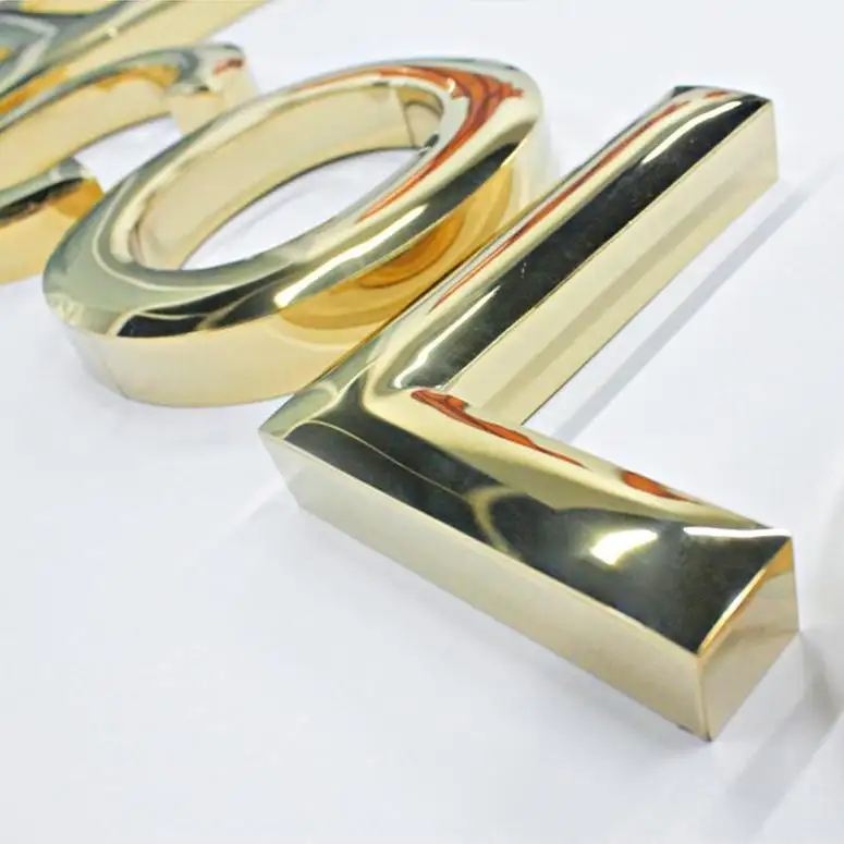 Sinal de metal vintage personalizado com letras, bronze, cobre, aço inoxidável, 3D, sinal de logotipo da marca da empresa, carta de canal