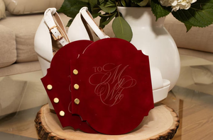 Carnet de Vœux de Mariage de Luxe Personnalisé en Coton Premium 300 g/m² avec 4 Pages Intérieures Vides et Couverture en Velours pour Lui et Elle - Product Image 3