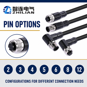 <span class=keywords><strong>Cable</strong></span> de Extensión Moldeado M12 Macho a Hembra o Hembra a Hembra de 2, 3, 4, 5, <span class=keywords><strong>6</strong></span>, 8, 12 Pines, Conector M12 IP67 - Product Image 3
