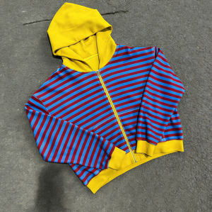 Factory Cropped Custom100% <strong>Cotton</strong> Stripes Men's Oversized Boxy Pullover Hoodie Graphic Printed 100% <strong>Cotton</strong> - Product Image 1