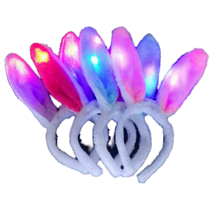 Diadema de Peluche Plegable con Forma de Conejo, con Luces Intermitentes, Tres Modos de Luz, Accesorio de Disfraz para Fiesta de Pascua - Product Image 1