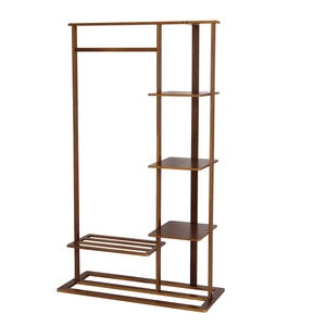 Estante para ropa de bambú Unho: <span class=keywords><strong>armario</strong></span> abierto portátil para colgar ropa, estante para ropa, soporte con estantes de almacenamiento de 5 niveles - Product Image 4