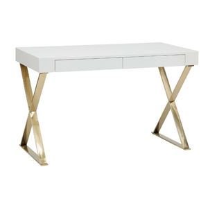 ステンレス製ネイビーブルーミラーデスクコンソールテーブル（引き出し<span class=keywords><strong>2</strong></span>つ付き） - Product Image 4