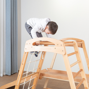 Custom-made children's toy slides, solid wood climbing frames, baby climbing slides, indoor home <b>mini</b> playgrounds - based on - Product Image 1