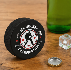 Apribottiglie a Forma di Disco da Hockey su Ghiaccio con Logo Personalizzato Stampato UV, Regalo Promozionale Unico per Feste e Bar - Product Image 2