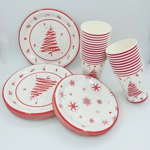 ชุดจานและแก้วกระดาษแบบใช้แล้วทิ้งสำหรับเทศกาลคริสต์มาส ชุดอุปกรณ์บนโต๊ะอาหารแบบใช้แล้วทิ้งที่สามารถปรับแต่งได้ จานกระดาษ แก้วกระดาษ - Product Image 3
