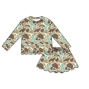 Ensemble jupe et haut pour fille, imprimé camouflage, style GLD1613, manches longues, hiver, yoga, jupe à volants. - Product Image 4