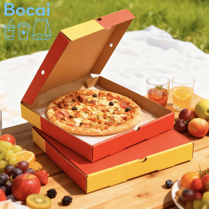 Vente en gros <span class=keywords><strong>de</strong></span> boîtes à pizza en papier kraft blanc imprimées avec logo personnalisé, cannelure ondulée <span class=keywords><strong>de</strong></span> 6/7/8/9/10/11/12/13/14 pouces pour <span class=keywords><strong>mariage</strong></span> et fête - Product Image 1