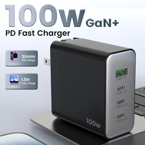 SChitec 100W Fast GaN Charger LED <b>Light</b> Multi Port Super Speed Charging 2C+A Laptop Charger for Multi device power charge - Product Image 3