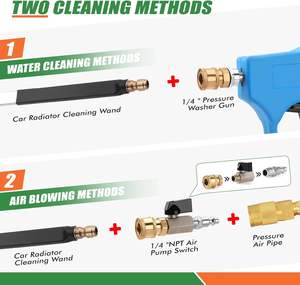 Nouveau YUJIA 24 pouces métal pression baguette de lavage pour voiture camion radiateur nettoyage double usage 4 embouts de buse - Product Image 3