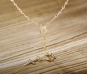 Venta de fábrica, collar religioso de Jesús de acero inoxidable, cadena de 3MM, collar cruzado de cuentas de Rosario DE LA Virgen María chapado en oro para creyentes - Product Image 6