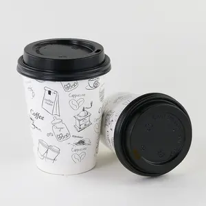 Aangepaste Milieuvriendelijke Wegwerp Dubbele Wand Warmte Geïsoleerd Papier Bekers 12 Oz 16Oz 20Oz Warme Koffie Drinken Verpakking Deksels