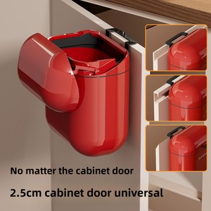 3077 <span class=keywords><strong>Cubo</strong></span> de <span class=keywords><strong>basura</strong></span> de plástico de gran capacidad, montado en la pared, sin perforaciones, para el hogar, baño, cocina, para espacios estrechos, estilo retro, con tapa - Product Image 2