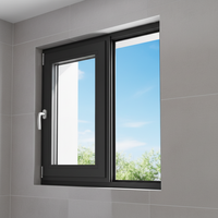 Fenêtre à battant horizontale en alliage d'aluminium de style français, avec persienne, moustiquaire en acier inoxydable, double vitrage trempé, silencieuse