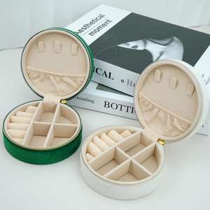 Logo Printed Luxury Organizer <b>Ring</b> Earrings Velvet Gift Jewelry Packaging <b>Custom</b> Jewellery Box - Product Image 2