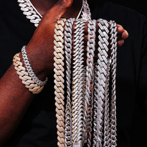 Pulsera de Plata 925 Auténtica con Diamantes VVS y Moissanita, Estilo Cubano Miami, de 7-22 Pulgadas, Cadena de Eslabones Cubanos para Hombre, Estilo Hip Hop - Product Image 1