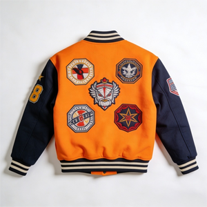 Op maat gemaakte logo borduurwerk wollen mix <span class=keywords><strong>baseball</strong></span> jack plus size heren jack sportief losse varsity jack voor heren varsity jack - Product Image 2