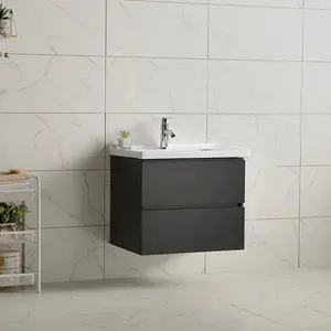 Armario de baño negro para fregadero, diseño de tocador moderno y pequeño
