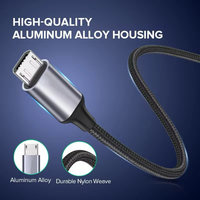 Cable de carga Micro USB a USB 2,0 de 3 pies y 5 pines, Cable trenzado de nailon Compatible con dispositivos Android Galaxy S7 S6 Note Kindle PS4