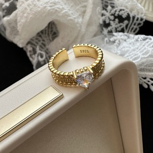 Bague en argent sterling S925 avec zircon unique en forme de cœur, simple, basique, personnalisée, de luxe, torsadée, tendance, vente en gros - Product Image 4